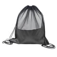 thumbnail image 2 of Mochila de malla con cordón ajustable, bolsa de baloncesto, mochila de día, tela de malla ligera Oxford Negro, 2 of 9