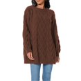 thumbnail image 5 of Women's Chunky Cable Knit Sweater Oversized Crewneck Cozy Soft Winter Pullover (Coffee, XL), 5 of 5