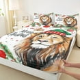 thumbnail image 3 of jejeloiu Wild Lions Twin Sheet Sets,Merry Xmas Twin Fitted Sheet,Red Christmas Ball Flat Sheet For Boys Kids,Ultra Soft Home Decor,3pcs, 3 of 7