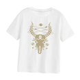 thumbnail image 3 of Camisetas de manga corta para mujer, ropa de calle con ajuste holgado de dibujos animados, redondas Blanco, 3 of 8
