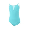 thumbnail image 4 of Girls Leotard Gymnastics Dance Ballet Mesh V-Neck Spaghetti Strap Sleeveless Nylon Spandex Green for Kids,Size 9-10 T, 4 of 6