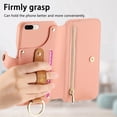 thumbnail image 3 of ELEHOLD Case for iPhone 8 Plus/7 Plus, RFID Blocking Zipper Leather Wallet Stand Case with Card Slot & Wrist Strap & Ring Holder,Pink, 3 of 10