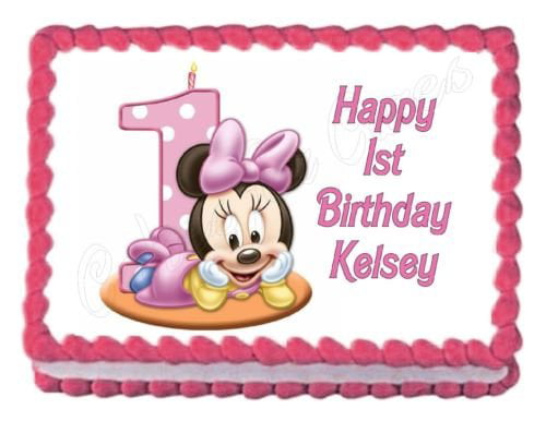 BABY MINNIE MOUSE Party Edible Cake topper image 