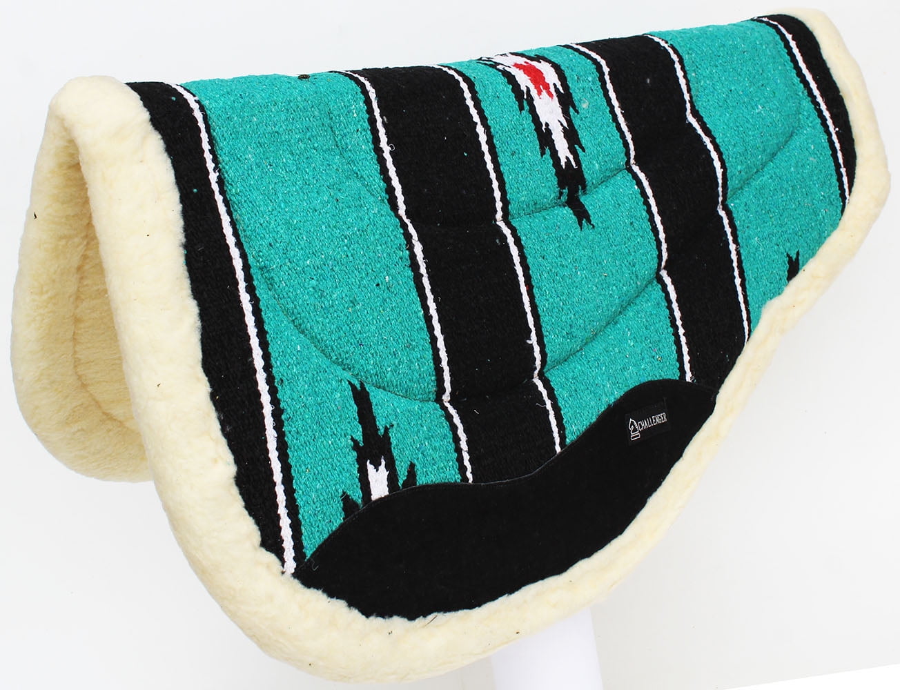 Cotton Western Horse SADDLE PAD 32x30 Round Wool Felt Fleece Back Teal