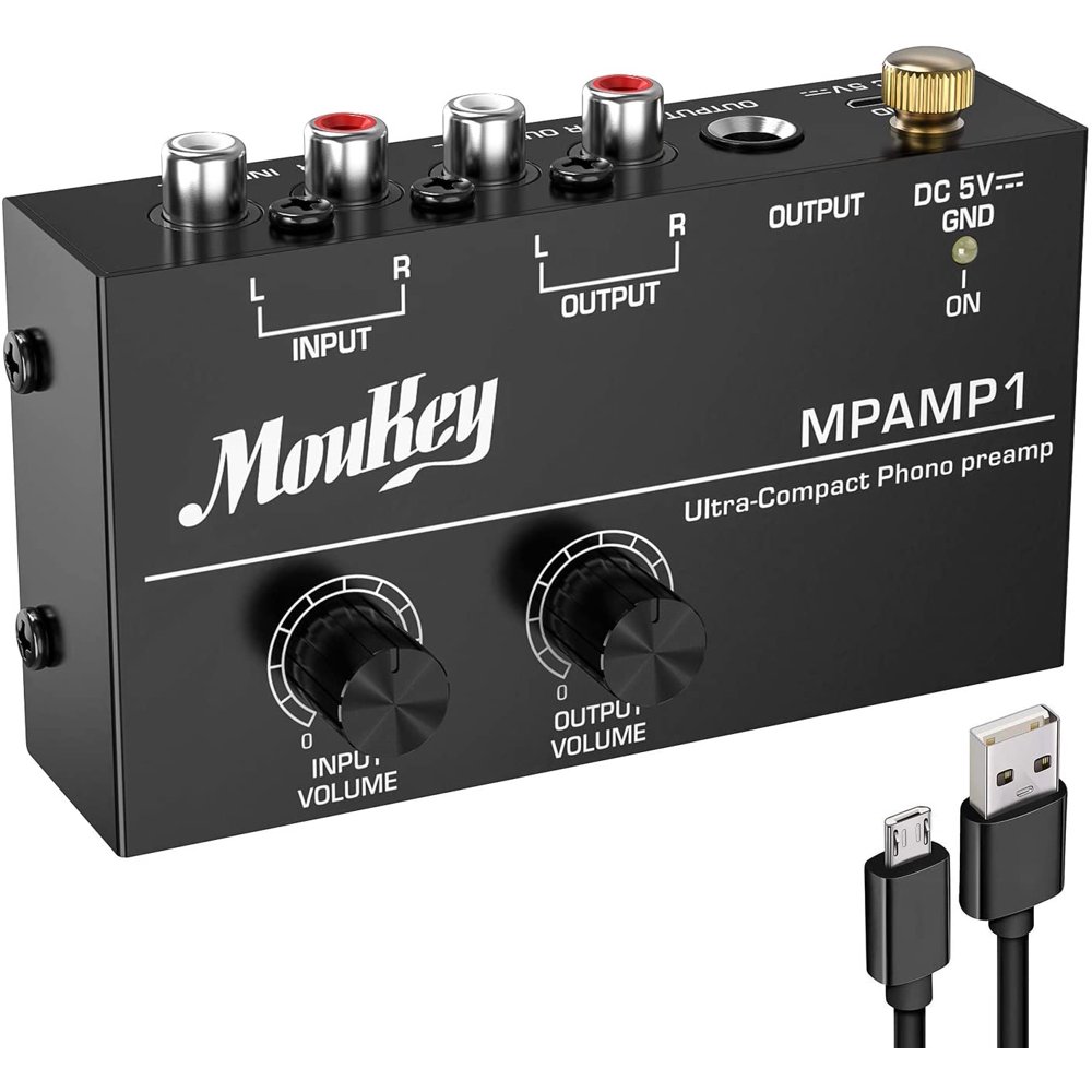 Phono Turntable Preamp,Moukey Stereo Mini Preamplifier,RCA Input, RCA