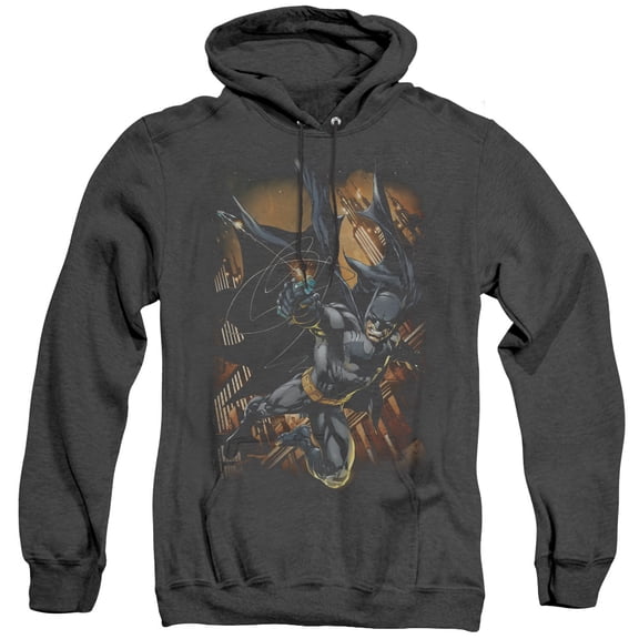 Batman Grapple Fire Adult Heather Hoodie Sweatshirt Black