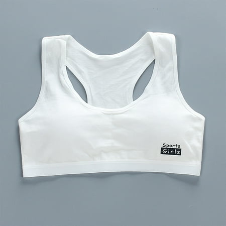 Bras for Girls  Women s Sports Bras  Sports Bras for Women  Girls  Training Bras  Women Bras Wireless  Children Bra Teen Girls Bra Cotton Training Bra Student Kids Underwear Camisole  White  One Size