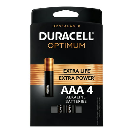 Duracell Optimum 1.5V Alkaline AAA Batteries, Convenient, Resealable Package, 4 (The Best Aaa Batteries)