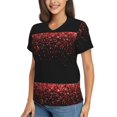 thumbnail image 5 of Yiaed Red Glitter1 Print Women's T Shirt V-Neck Short Sleeve Shirt Casual Breathable Tee Summer Tops-XX-Large, 5 of 5