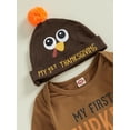thumbnail image 4 of Suealasg Baby Boy Thanksgiving Clothes Long Sleeve Letter Print Romper Turkey Print Long Pants Hat Sets 3 6 12 18 Months Infant Boy 3Pcs Spring Fall Outfits, 4 of 8