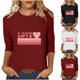 thumbnail image 1 of RKSTN Valentine's Day 3/4 Sleeve Tops for Women Oversized Crewneck Valentines Graphic Print Short Sleeve T Shirt Womens Casual Solid Round Neck Loose Comfy Three Quarter Sleeve Shirt Spring Clothes, 1 of 7