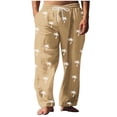 thumbnail image 2 of Pantalones largos para hombre, cintura elástica, transpirables, cómodos, suaves, informales, de playa, de poliéster., 2 of 5