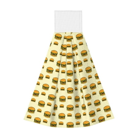 

Zufioo Burgers And Hot Dogs Print Coral Fleece Velcro Hand Towel Hangable Absorbent Hand Towel Suitable for Kitchen Bathroom Household Items