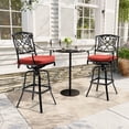 thumbnail image 2 of Crestlive Products Outdoor Swivel Bar Stools with Sunbrella Cushion Set of 2, 350LBS Capacity All-Weather Patio Bar Chair with Armrests & Footrest for Deck, Backyard, Balcony (Red), 2 of 7