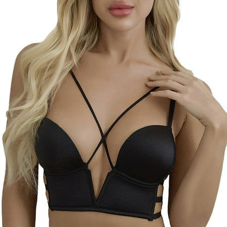 

Tight Sports Bras for Women Women Casual Vest Bra Low Back Bras Seamless Wireless Triangle Strappy Low Cut Open Back Halter Bras