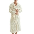 thumbnail image 4 of hotojiny Womens Fleece Robes Warm Plush Flannel Bathrobe Lapel Long Sleeve Cozy Sleepwear Long Housecoat with Pockets, 4 of 5