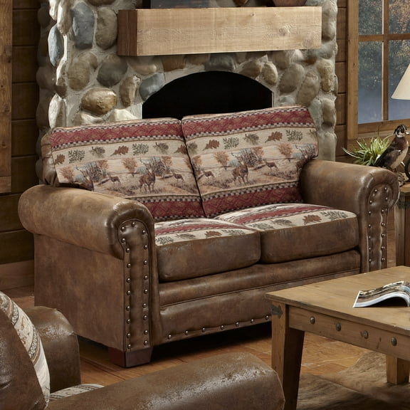 American Furniture Classics Deer Valley Rustic Loveseat with Solid Wood Frame