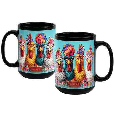 Lotusprint LLC Personalized Funny Chicken Ceramic Mug, Farmhouse Hen Rooster Coffee Cup, Rustic Farm Animal Drinkware Gift