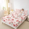 thumbnail image 4 of Homewish Lovely Bow Knot Twin Sheet Sets,Christmas Flower Wreath Twin Fitted Sheet,Red Pink Green Flat Sheet For Girl Kids,Microfiber Bedroom Decor,3-Piece, 4 of 7