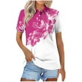 thumbnail image 3 of BXJX Womens Graphic Button-Up Shirts- Casual Dressy Fashion Short Sleeve Tunic Tops Summer Dailywear Hot Pink Size 3XL, 3 of 6