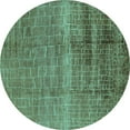 thumbnail image 1 of Ahgly Company Machine Washable Indoor Round Solid Turquoise Blue Modern Area Rugs, 6' Round, 1 of 4