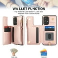 thumbnail image 3 of Compatible with Samsung Galaxy S20 Crossbody Wallet Phone Case,RFID Blocking PU Leather Shockproof Phone Case Women Men Kickstand flip Back Wrist Strap Zipper Credit Card Holder Slots,Rosegold, 3 of 8