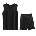 thumbnail image 1 of Conjunto Deportivo de los Hombres, Moda Casual de Color Sólido Cuello en V sin Mangas de Elasticidad Superior para el Desgaste Al Aire Libre, Traje Atlético de Humedad, 1 of 4