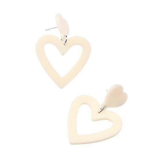 1 Pair Hollow-out Love Heart Dangle Earrings Women Girls Fashion Candy-Colored Acrylic Earrings Lightweight Double Heart Drop Earrings Valentine's