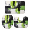 thumbnail image 2 of Abstract Graffiti Bathroom Rugs Set Green Black Watercolor Graffiti Non Slip Absorbent Soft Bath Mats 3 Piece Set with Bathroom Rug, U-Shaped Floor Mat, Toilet Seat Cover Large Size, 2 of 9