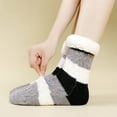 thumbnail image 2 of AINIYS Fuzzy Slipper Socks for Girls Women with Grippers Non Slip Warm Fuzzy Slipper Socks Winter Black Free Size, 2 of 3