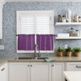thumbnail image 5 of Dark Purple Half Window Curtains 24 Inches Long, Farmhouse Solid Purple Color Modern Art Window Treatment Curtain Drapes, Short Curtains Tiers for Kitchen Over Sink, 27.5"x24", 2 Panels, 5 of 7