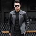 thumbnail image 5 of BAETEUY Men Slim Fit Jacket Faux Leather Lapel Bomber Jacket Vintage Zipper Coat Windproof Biker Motorcycle Jacket with Pockets, 5 of 8