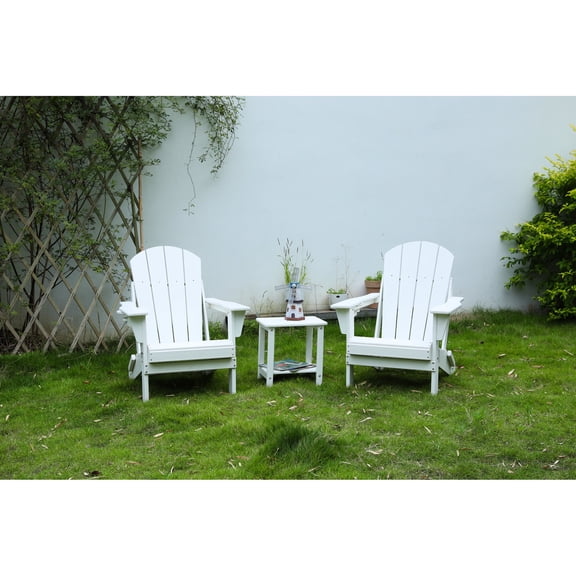 Adirondack Chair Set with Cup Holder | Classic Outdoor Seating Solution | HDPE Construction | Handles Rain and Sun Well
