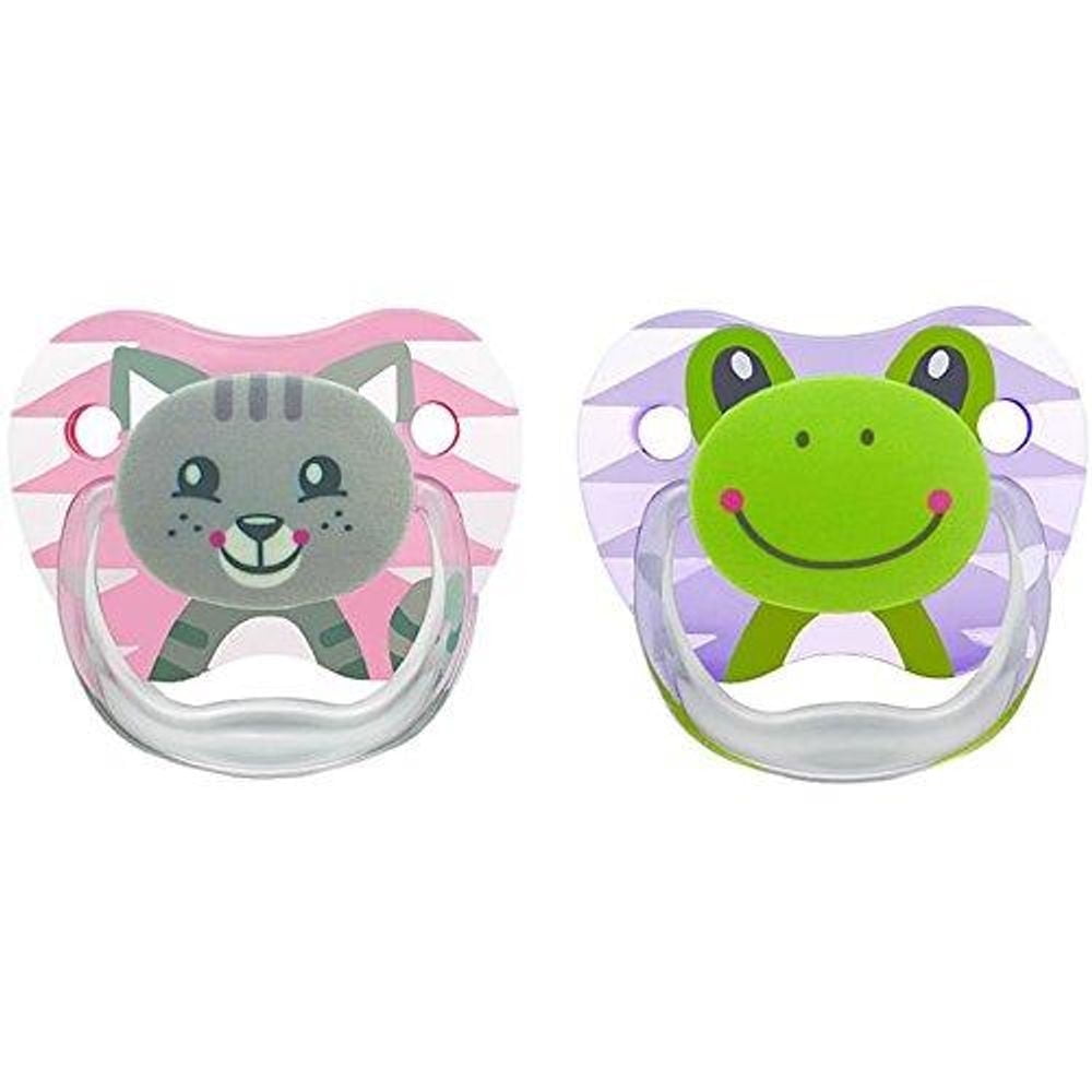 Dr. Brown's PreVent Pacifiers with Clip in Pink 06 Months
