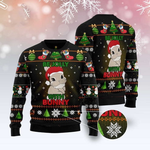 Rabbit Be Jolly 3D Christmas Sweater, Funny Xmas Sweater, Sweater Xmas