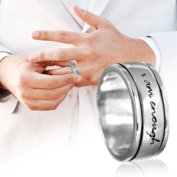 onlyliua para Interior/Exterior Anillo Giratorio y Letras para Aliviar La Moda, Anillo Giratorio para Estrés y Ansiedad, Joyería Unisex