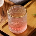 thumbnail image 3 of Juego de 2 vasos para beber de cristal vintage, vasos de vidrio con forma de tachuela de 12 oz, vaso de agua transparente con relieve, para cerveza, cócteles y whisky, 3 of 5