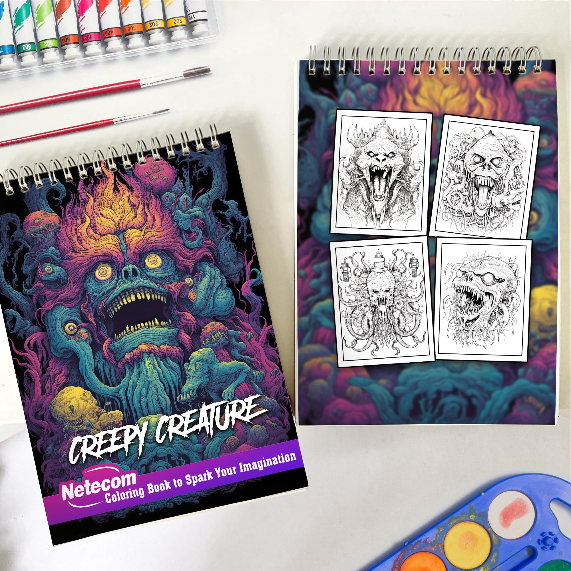 MOTAVYN Cute Small Monsters Coloring Book for Adults, Spiral Bound, Soft Cover