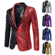 thumbnail image 2 of Blazer de fiesta con lentejuelas rojas brillantes y purpurina para hombre, para Navidad, carnaval, Halloween, cena, boda, graduación, talla 2XL, 2 of 5