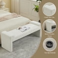 thumbnail image 3 of 58.7" Linen End of Bed Bench Upholstered Modern Bedroom Bench for Living Room & Entryway,Footrest Ottoman Accent Window Bench with Solid Wood Frame & Curved Arm, White, 3 of 10