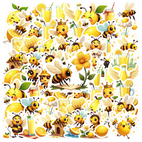 Vibrant Stationery Stickers Bee Kids Stickers Toy Lemon Graffiti Decals for Laptops Notebooks Phone