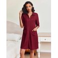 thumbnail image 5 of Ekouaer Zipper Robes for Women Waffle Knit Bathrobes Short Lightweight Knee Length Loungewear with Pockets, 5 of 6