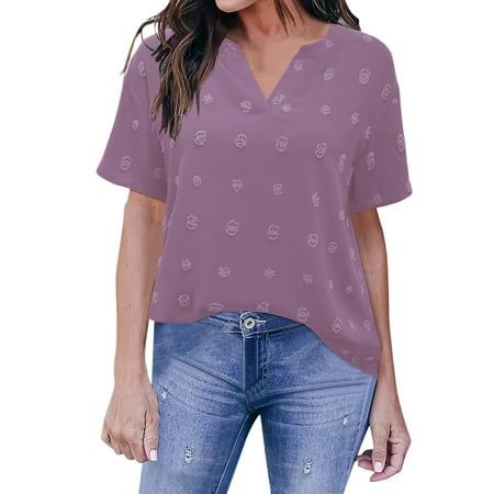 

HSMQHJWE Loose Tops For Women Plain Short Sleeve Shirts For Women Womens Tunic Tops Short Sleeve V Neck Polka Dot Blouses Shirts Maternity Short Sleeve Shirts