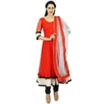 thumbnail image 1 of Atasi Salwaar Kameez Prêt-à-Porter Rouge en Filet pour Femmes avec Dupatta de Designer, 1 of 3