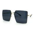 thumbnail image 5 of Womens Large Rectangle Thin Metal Rim Butterfly Minimal Sunglasses Gold - Black, 5 of 8