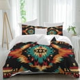 thumbnail image 2 of Boho Orange Teal Bedding 3 Piece Duvet Cover Set California King, Geometric Vintage Southwestern Ethnic Soft Microfiber Comforter Cover with Zipper Closure & Pillowcases, FadeResistant Quilt Cover, 2 of 9