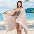 thumbnail image 2 of Nova Luxury Linen Quick Dry Turkish Beach Towels 100% Organic Cotton, Beige, 2 of 7
