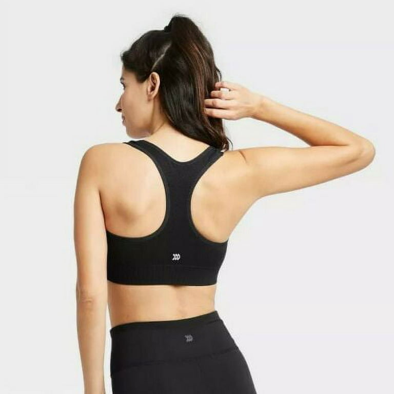 Women's Seamless Medium Support Cami Midline Sports Bra - All In Motion™  Black 1X