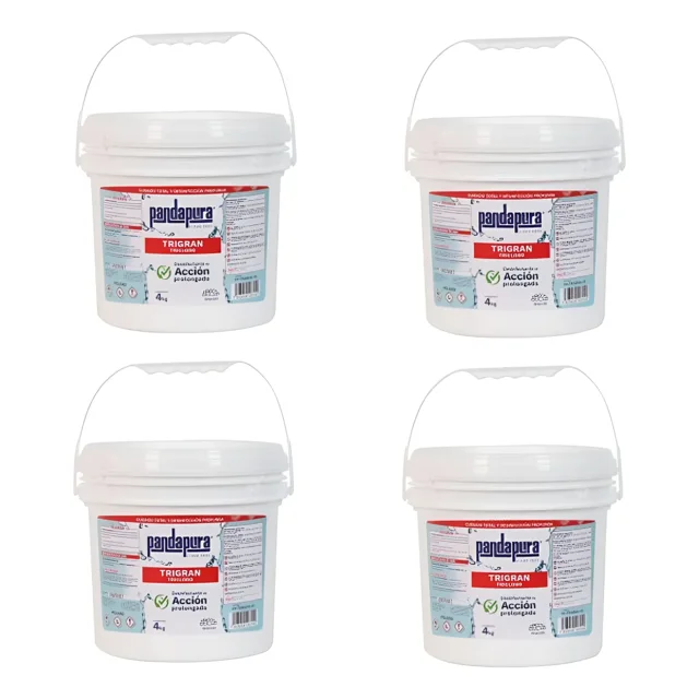 4 Cubetas de Químico Desinfectante para Piscinas, Granular de 4 Kg