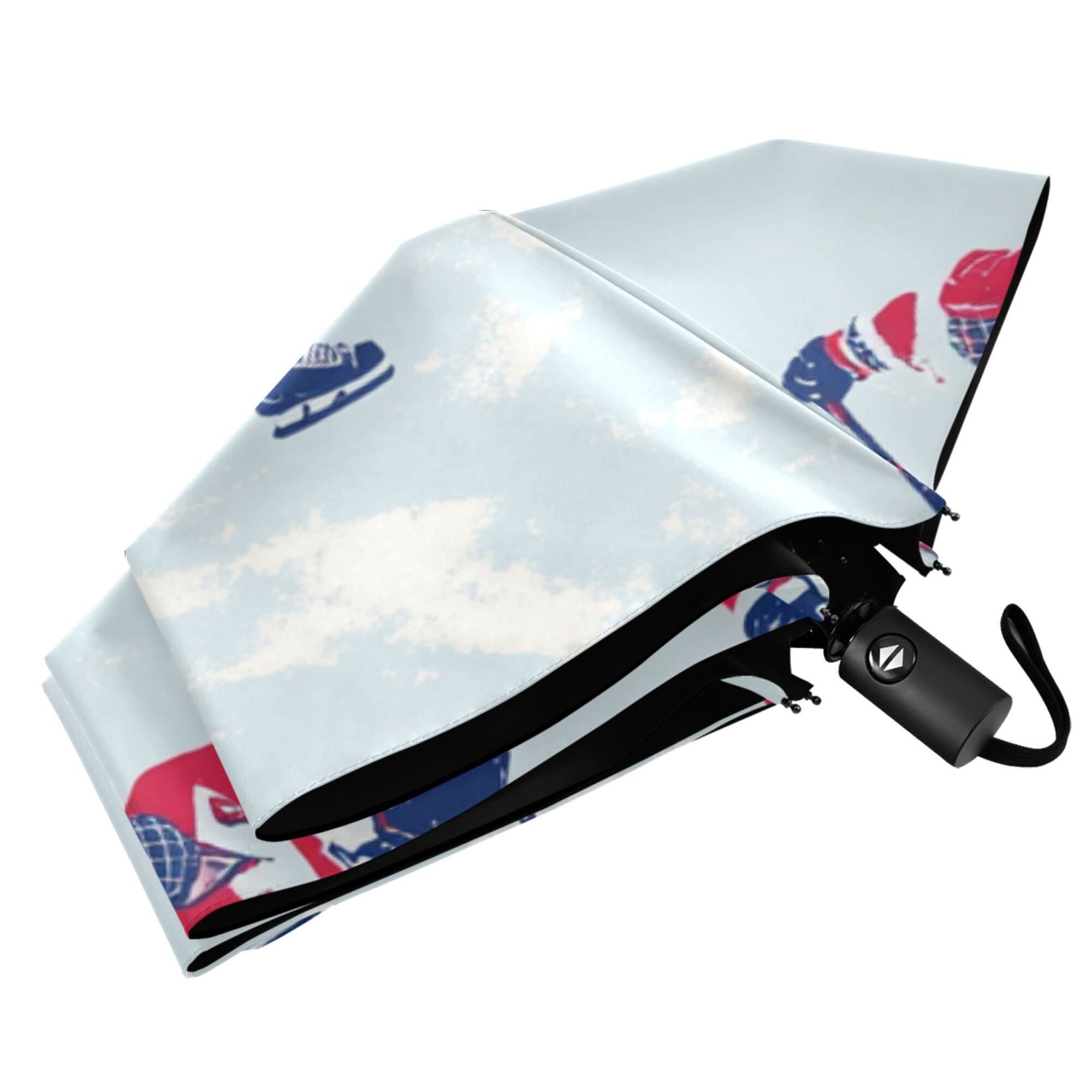 FORMRS Travel Umbrella Folding Auto Open Close Windproof Rain UV Protection, Blue Ice Hockey